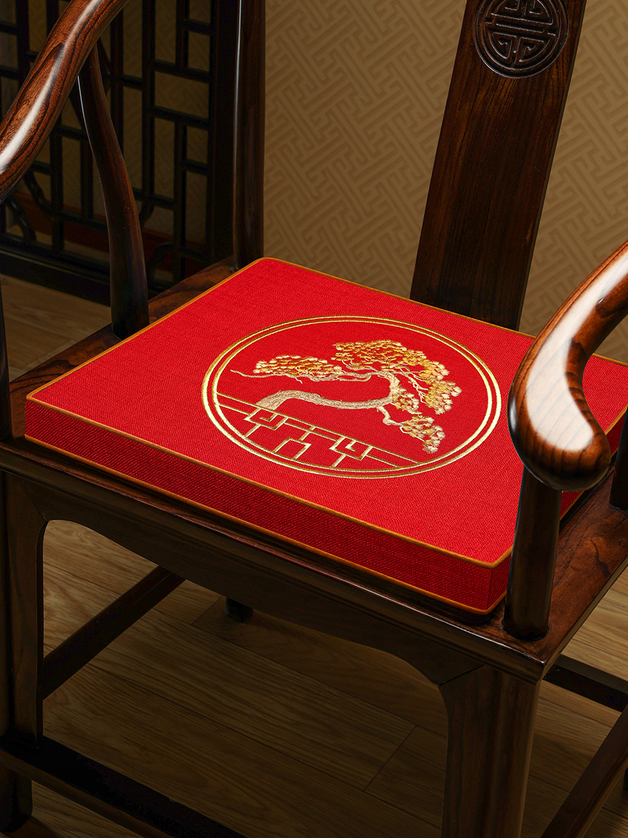 新中式風格布藝椅墊 茶桌椅墊沙發墊坐墊 紅木實木凳子墊圈