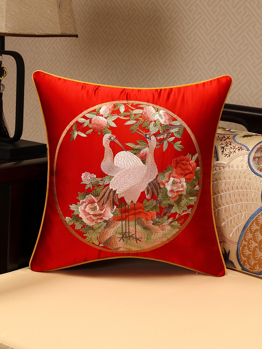 復古中式抱枕靠墊絲綢繡花刺繡中國風客廳裝飾抱枕