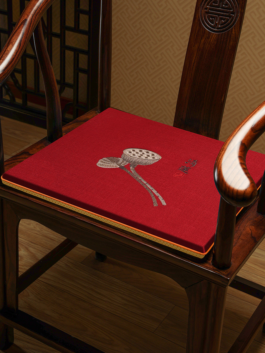 新中式紅木椅墊茶椅坐墊布料沙發太師椅圈椅靠墊