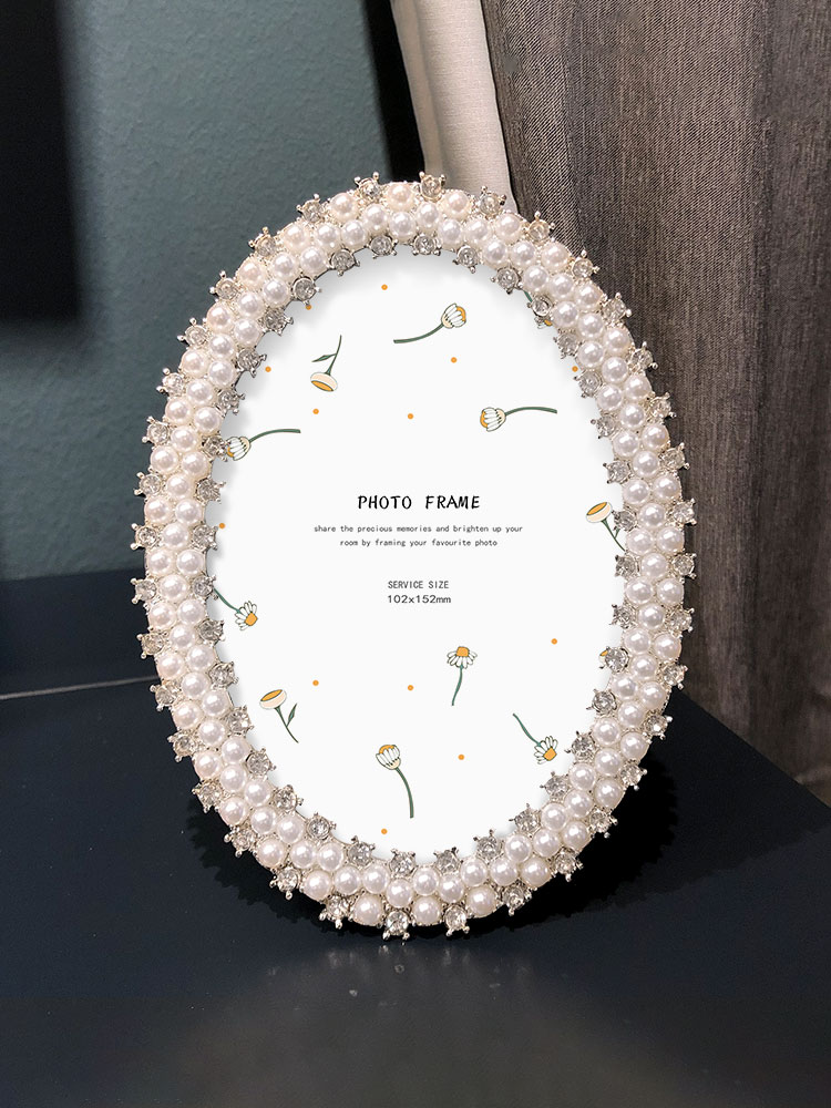 歐式金屬珍珠相框 婚紗照片相架 帶打印照 客廳臥室創意裝飾