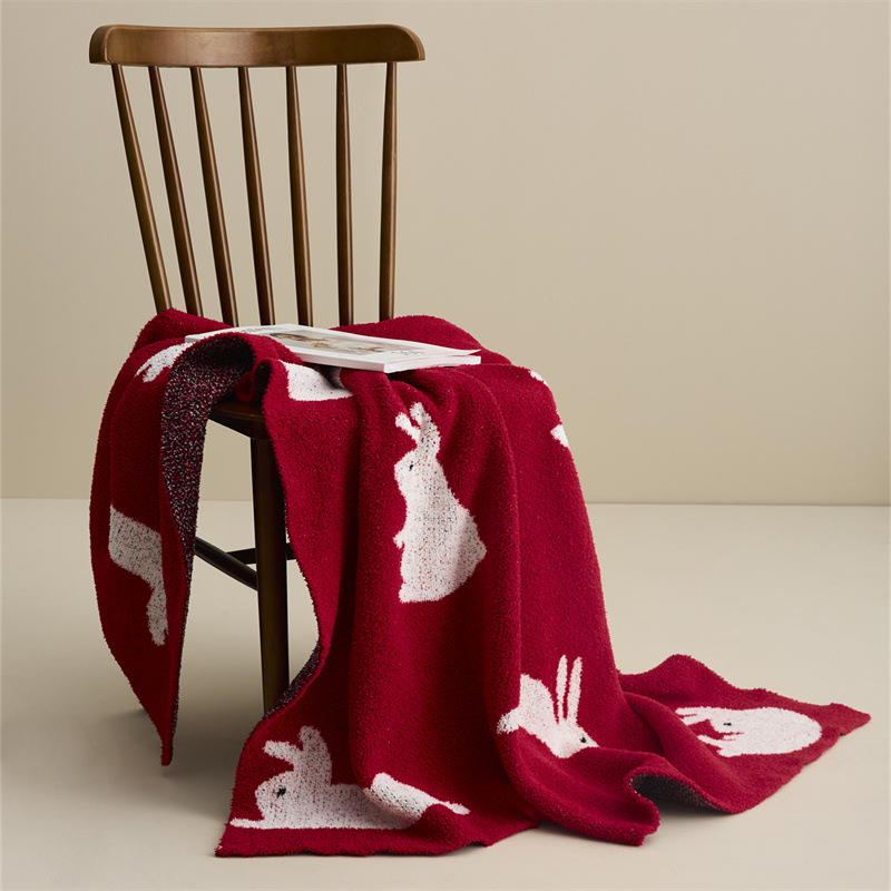 ins風韓國博主推薦的兔子針織毯舒適柔軟四季通用