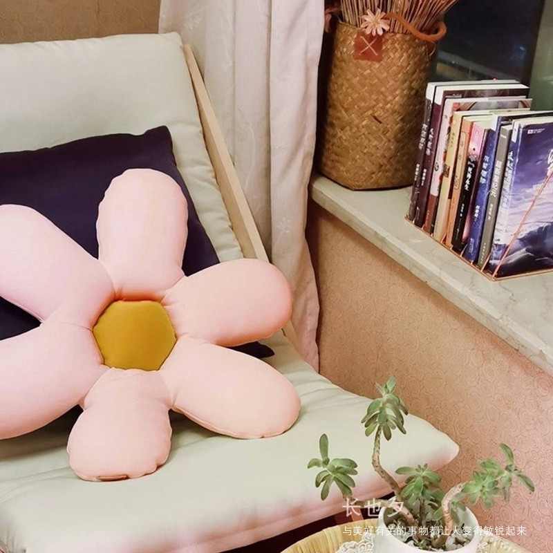 北歐風混紡抱枕客廳樣板房裝飾床頭針織花朵靠墊