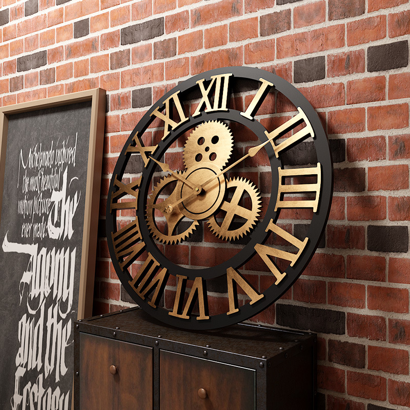 復古工業風客廳裝飾齒輪掛鐘獨特風格為居家增添藝術氣息 (6.8折)