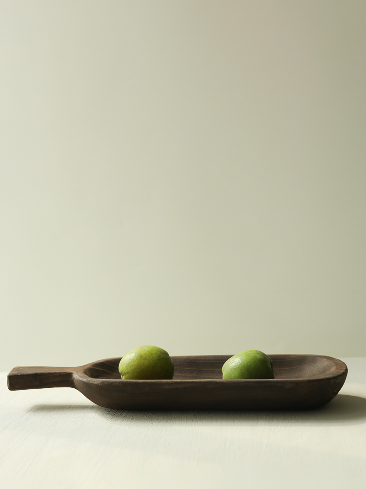 復古懷舊風木質果簍 碳化棕手作藝術木盤 裝飾家居家用