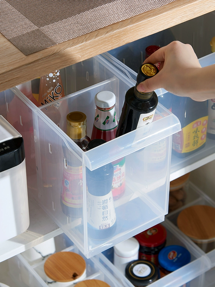 廚房收納神器家用零食櫃透明滑輪調料架儲物盒襍物整理筐收納籃