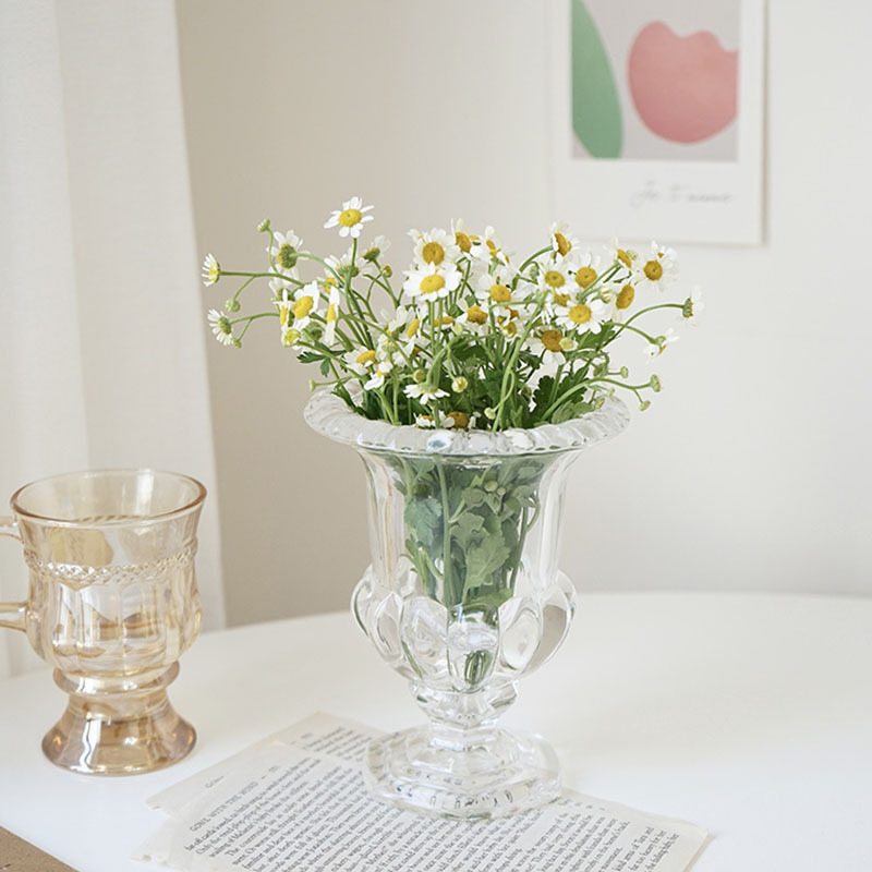 法式復古透明玻璃花瓶 桌面裝飾品擺件 乾燥花插花器皿 (8.3折)