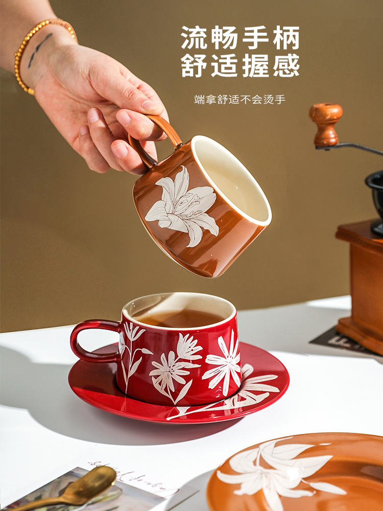 中式田園風瓷質咖啡杯碟禮盒精緻下午茶杯組高級伴手禮