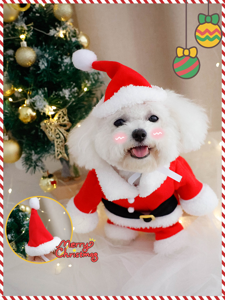 寵物狗狗衣服聖誕老人貓咪變身裝直立搞怪中小型犬聖誕節帽子冬裝 聖誕直立套裝犬貓可穿
