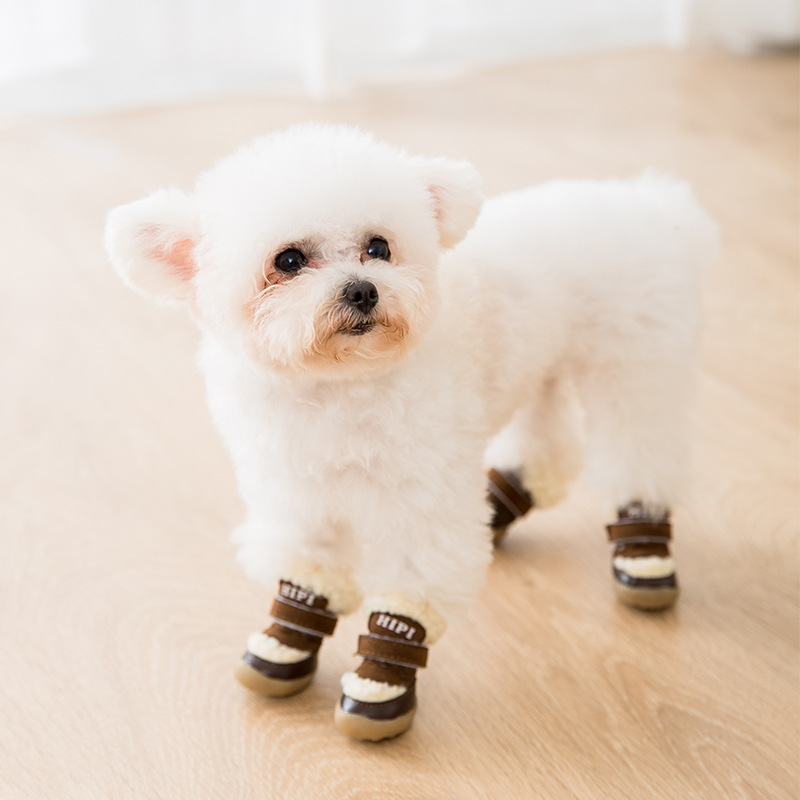 寵物保暖防滑靴款  秋冬加厚棉鞋  時尚風格  泰迪比熊小型犬狗狗鞋子 (8.3折)