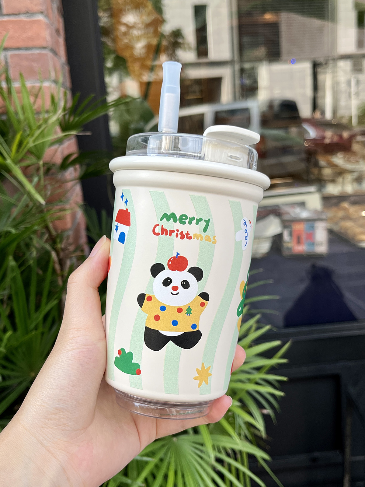 韓式風格聖誕熊貓保溫杯 可愛雙飲咖啡杯 316不鏽鋼材質 保溫效果長達12小時 (8.3折)