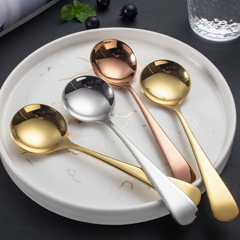 金色銀色玫瑰金304不鏽鋼勺子2支 兒童飯勺調羹湯匙餐具餐勺 (8.4折)