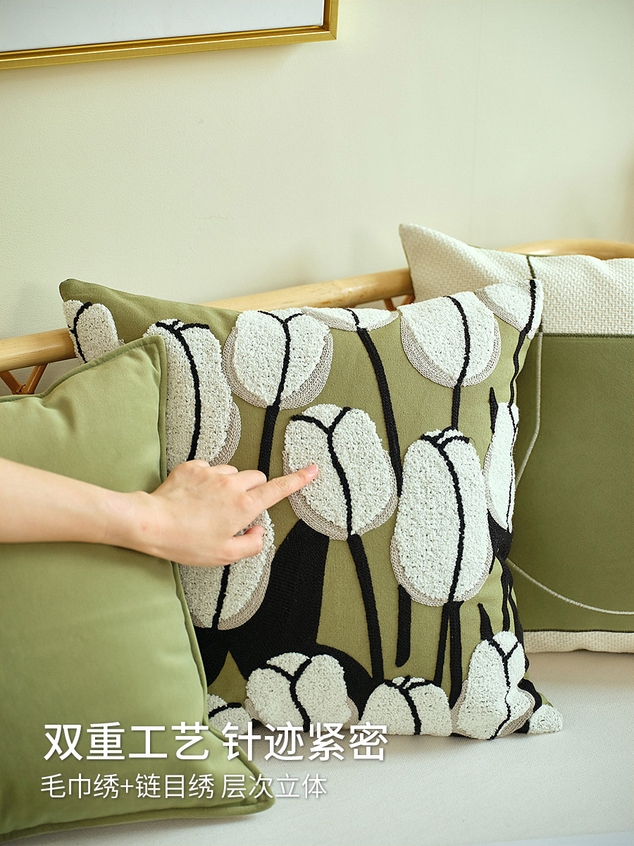 綠色田園風抱枕 舒適靠墊 沙發客廳臥室軟裝抱枕套