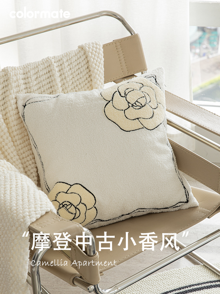 山茶花抱枕裝飾家居沙發客廳簡約現代風格靠墊
