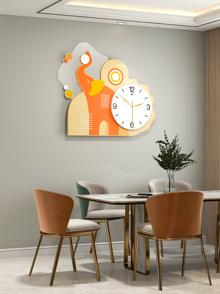 高雅現代掛鐘 簡約風格 客廳餐廳裝飾網紅之選 創意大象相伴