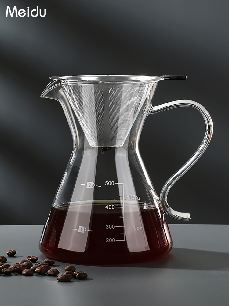北歐風格玻璃手沖咖啡壺分享壺雙人套裝咖啡壺過濾漏斗沖泡器具手衝咖啡器皿