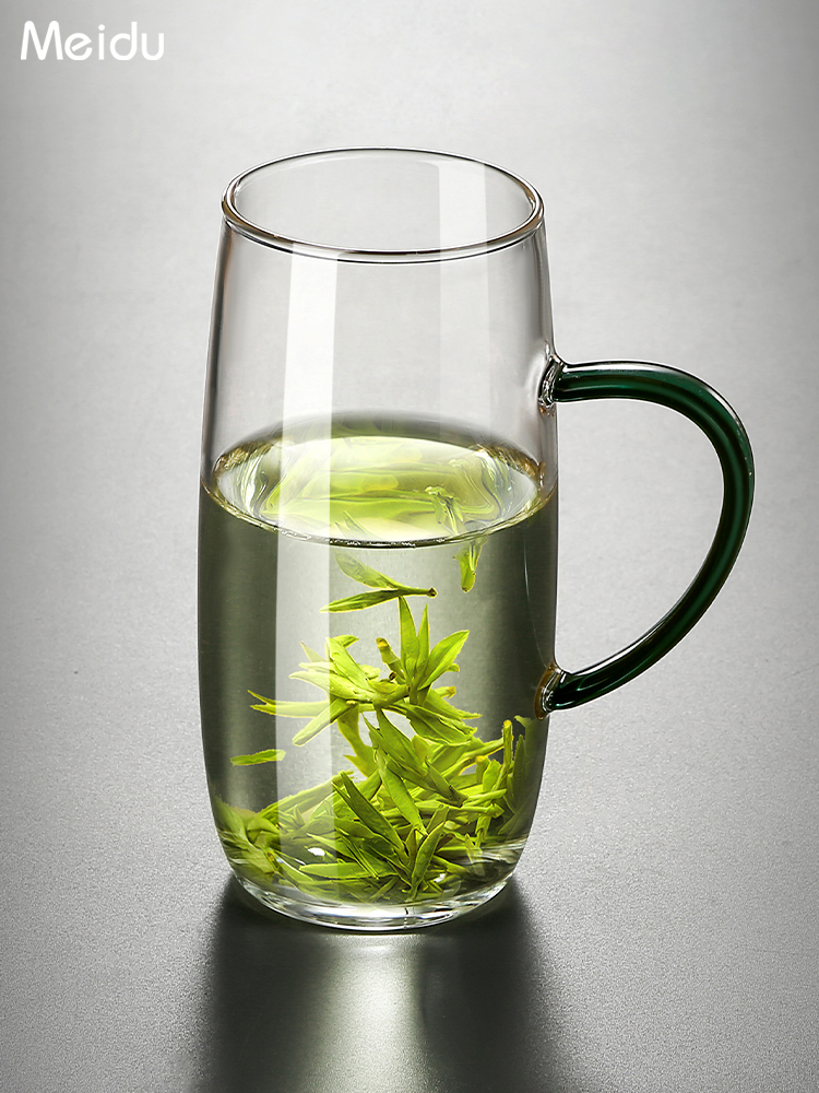中式風格玻璃杯 辦公室喝水泡茶專用 耐高溫單層玻璃杯