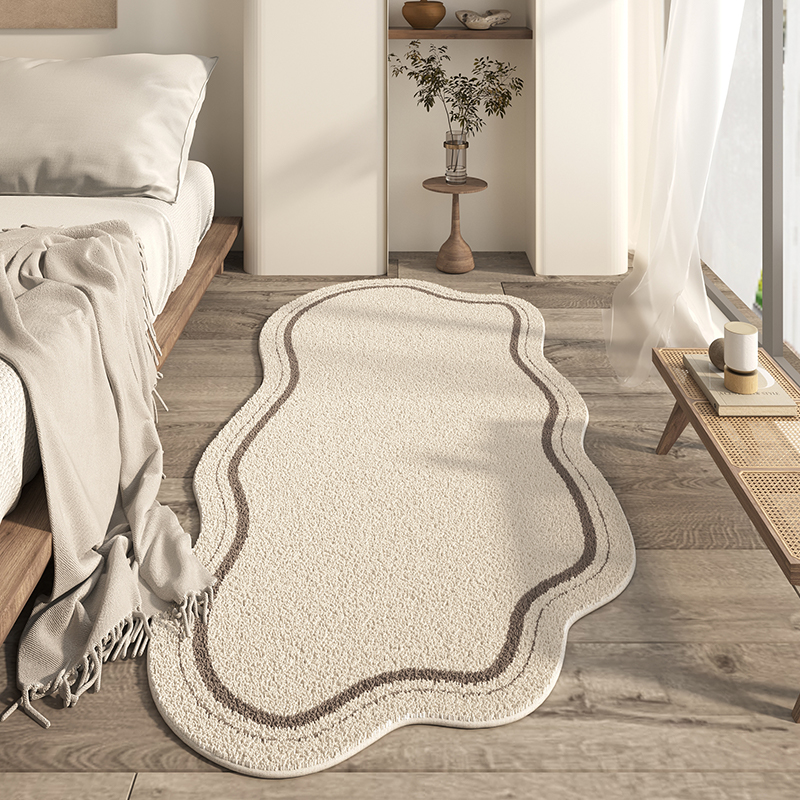 侘寂風異形地毯 輕奢茶几毯 客廳臥室床邊高級感異形地毯