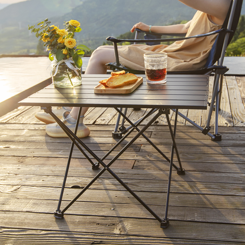 摺疊桌椅野餐露營戶外桌椅套裝鋁合金蛋卷桌超輕便
