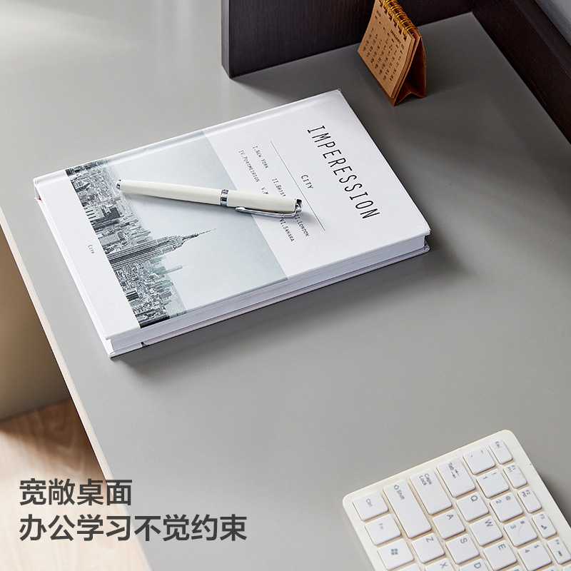林氏家居簡約現代小戶型書桌多功能轉角儲物書房套裝組合電腦桌煙燻橡木色灰色