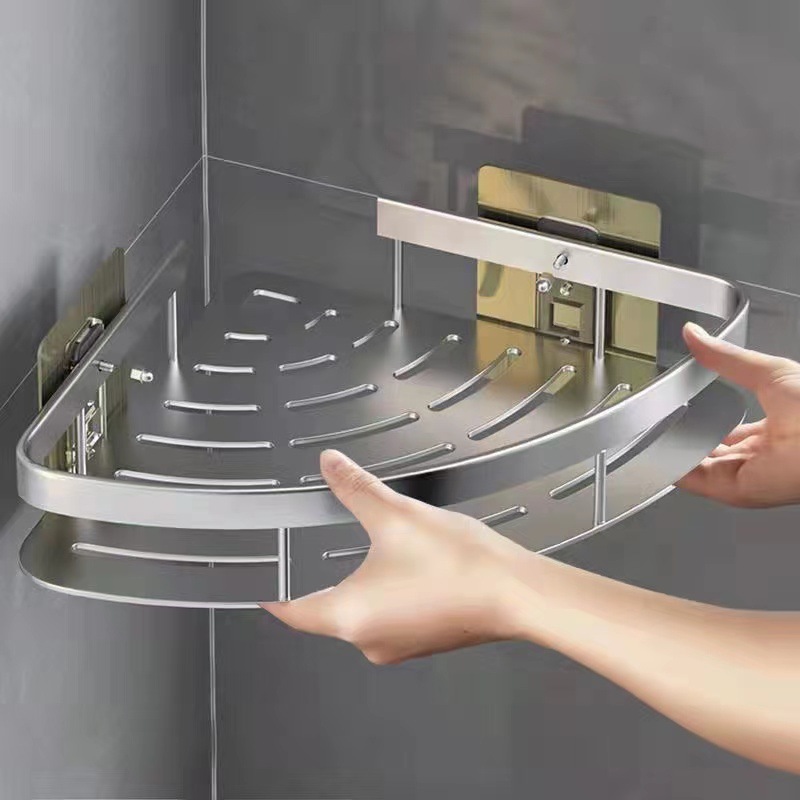 浴室三角置物架免打孔 日式小清新風格不鏽鋼免安裝