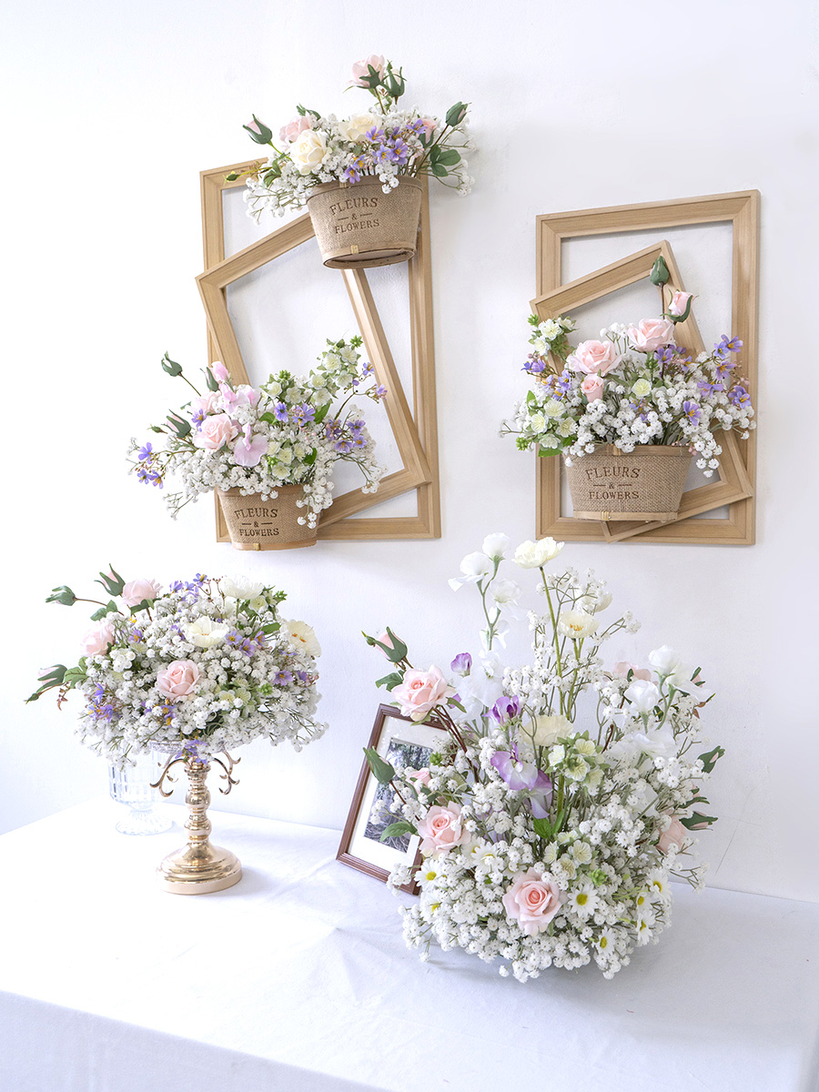 壁掛假花裝飾相框成品 桌面擺飾婚禮佈置民宿花藝
