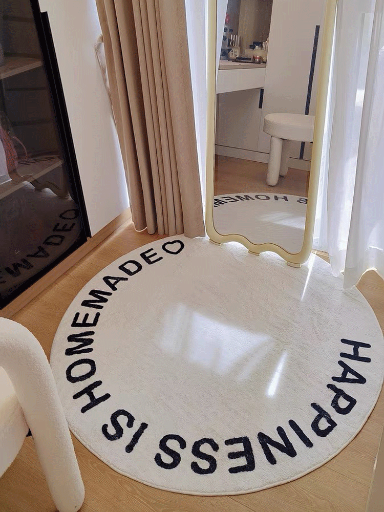 圓形簡約現代風格地毯適合少女臥室梳妝檯椅拍照桌下使用多種尺寸顏色選擇