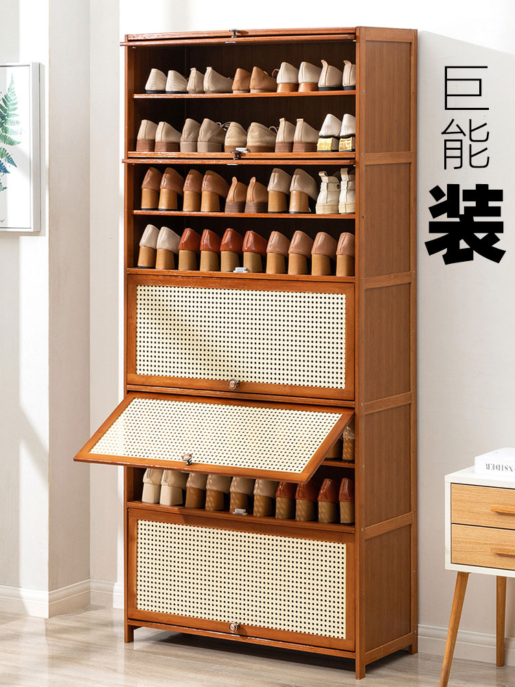 楠竹收納鞋櫃放置門口玄關竹製多層多門日式簡約風格