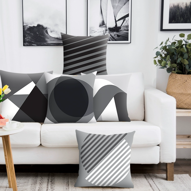 簡約北歐幾何拼色護腰客廳臥室沙發靠背靠枕裝飾