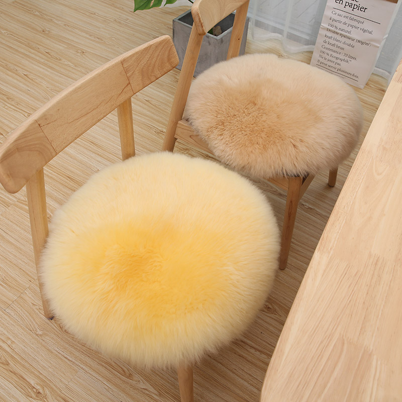 北歐風純羊毛椅墊 圓形毛絨餐墊 加厚辦公室電腦椅墊