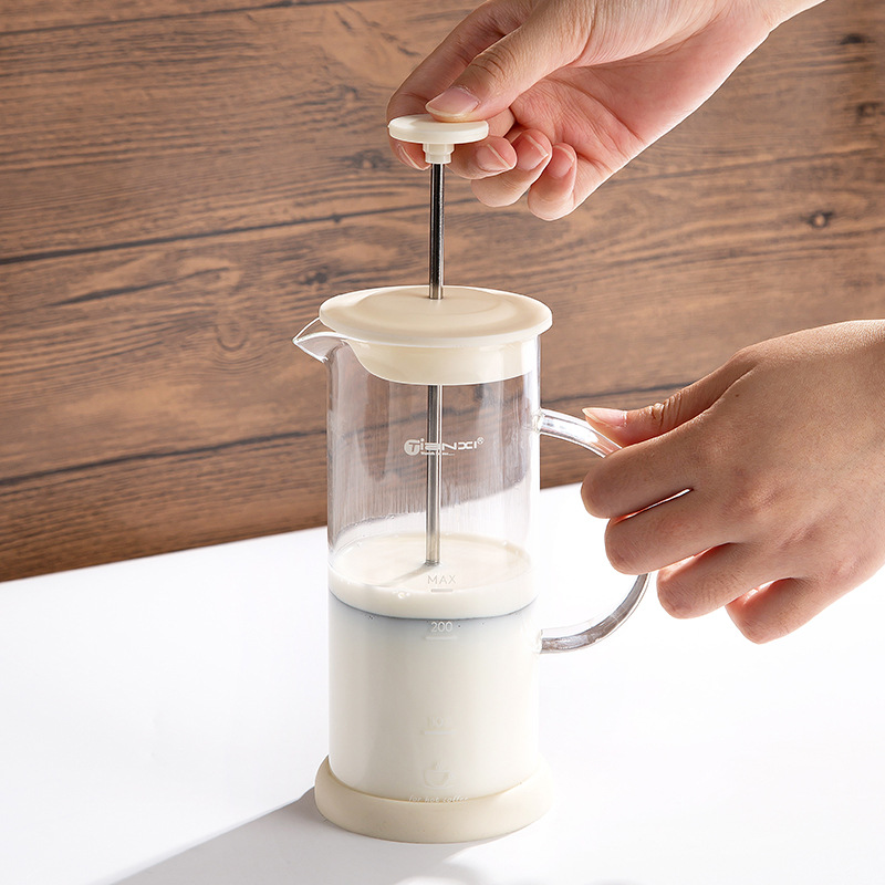 玻璃奶泡機 打出綿密奶泡 手動打發器 咖啡拉花 (8.3折)