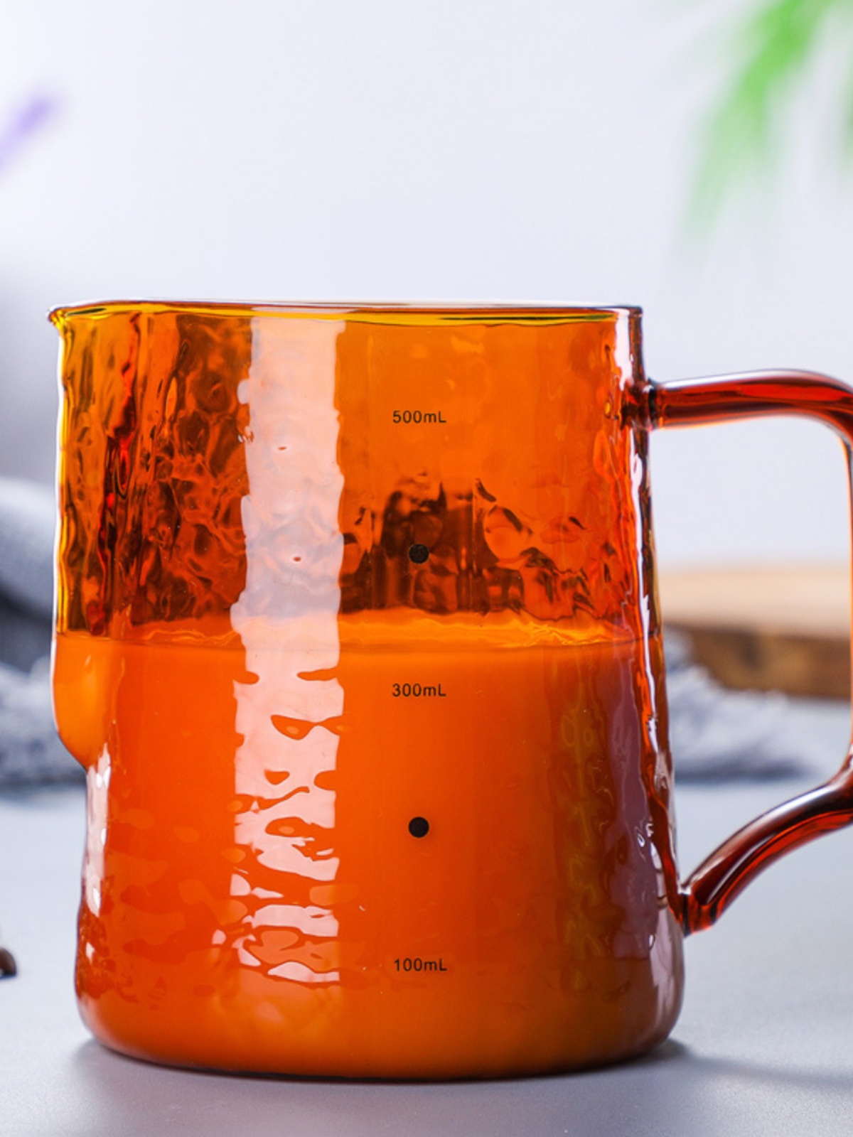 復古風高硼硅玻璃奶泡杯帶刻度家用咖啡拉花杯