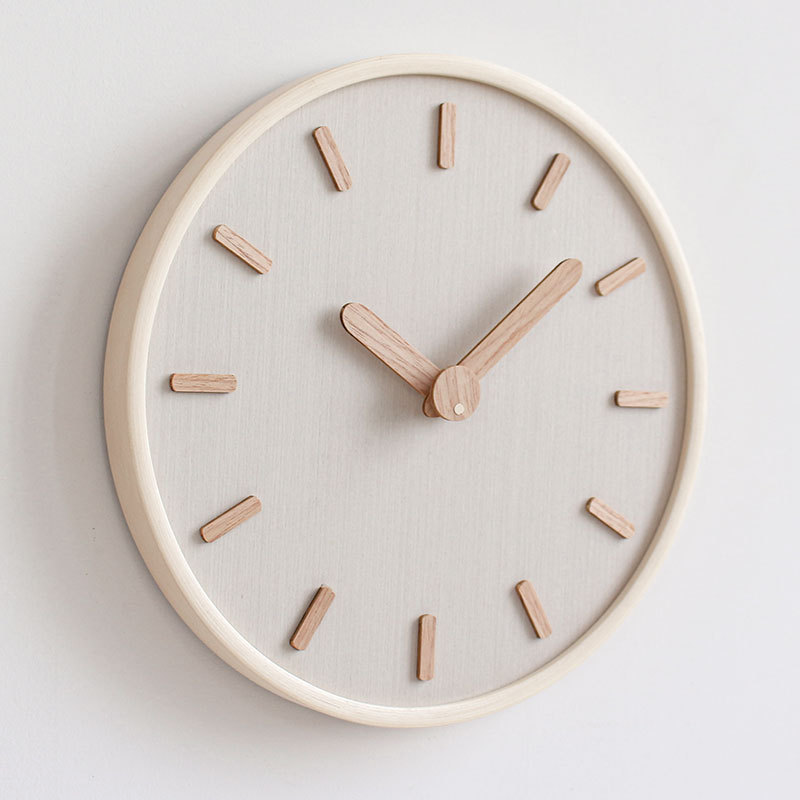 北歐實木掛鐘靜音原木時鐘簡約日系風格客廳家用鐘錶