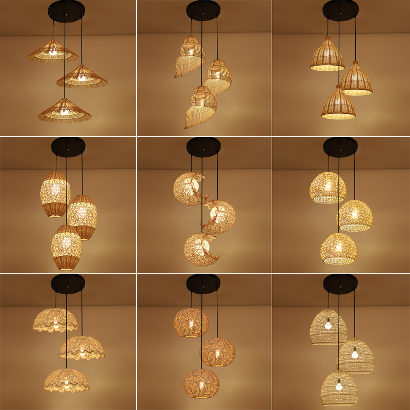 新中式竹編藤編餐飲吊燈適用於酒店宴會廳風格獨具 (4.6折)