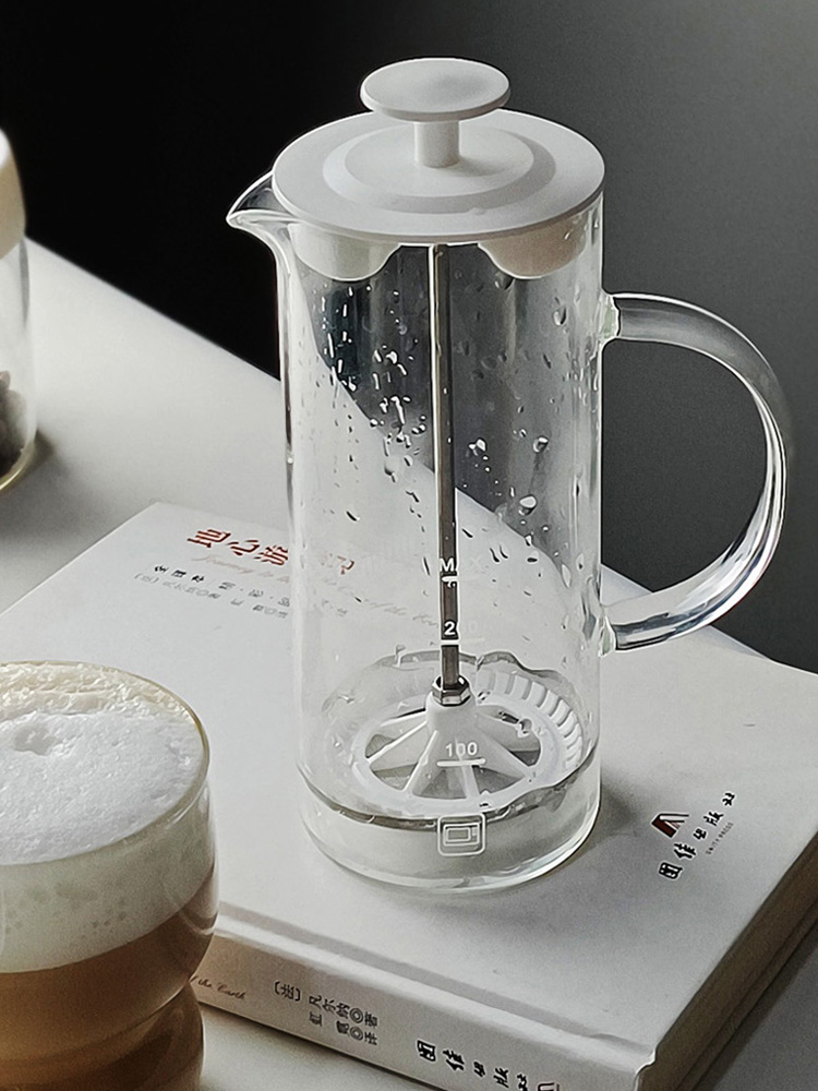 玻璃奶泡壺打奶泡機手動家用器材咖啡牛奶拉花攪拌奶蓋打發 (8.3折)