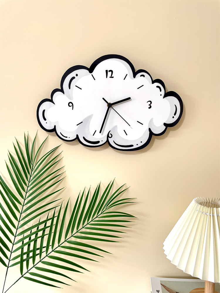 創意雲朵掛鐘裝飾幼兒園客廳二次元個性時鐘