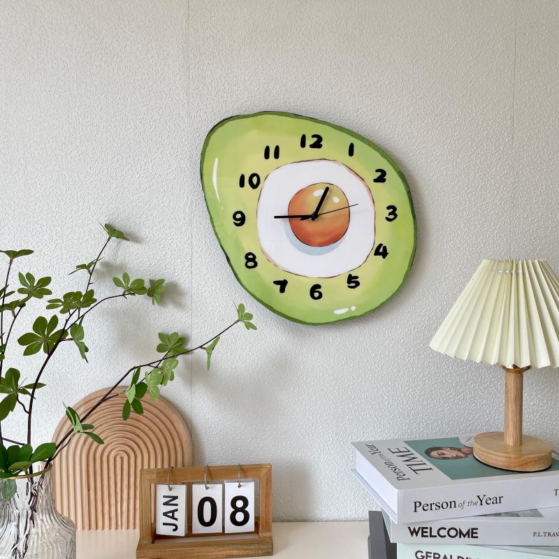 水果酪梨時鐘掛牆可愛簡約靜音裝飾掛鐘 (5.6折)