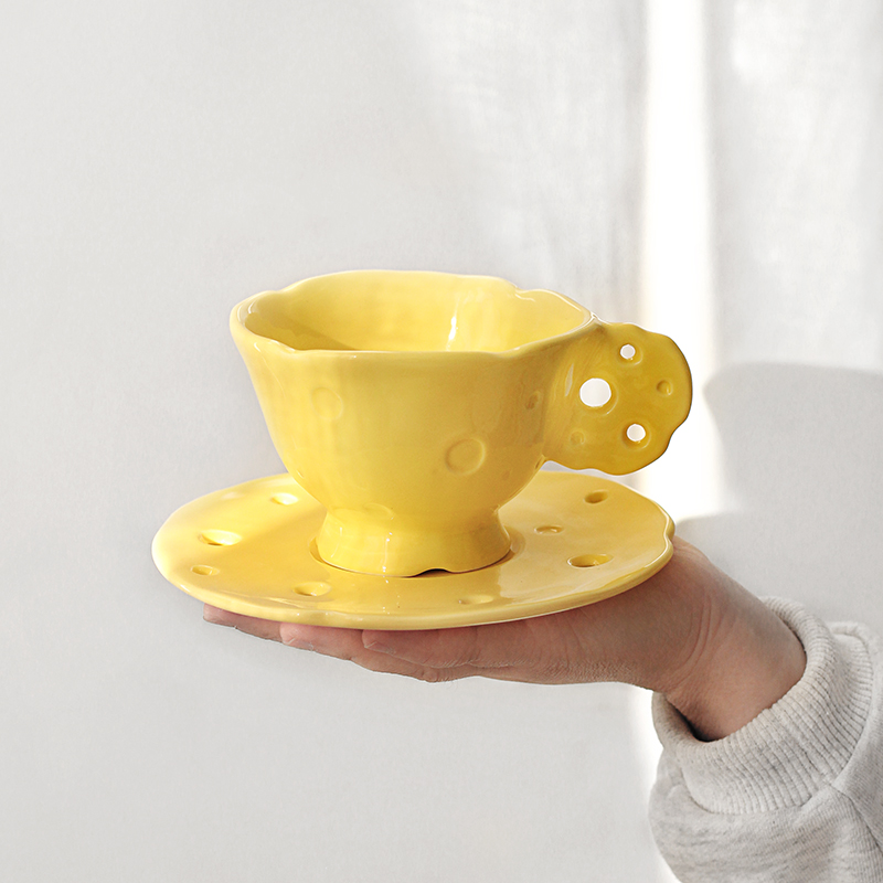 韓式ins風陶瓷牛奶杯奶酪造型配碟早餐燕麥咖啡杯套裝創意禮物