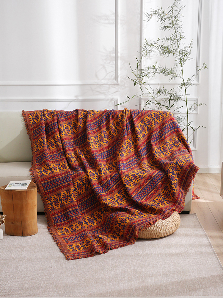 地中海風情毛毯沙發毯空調毯復古波西米亞風格床尾毯巾