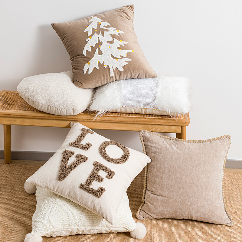 簡約刺繡抱枕套北歐風裝飾臥室客廳靠墊沙發床頭墊