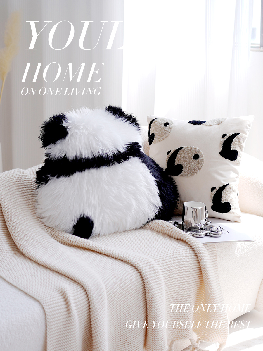 北歐簡約ins風抱枕套可愛熊貓兒童動物抱枕客廳民宿沙發床上靠墊