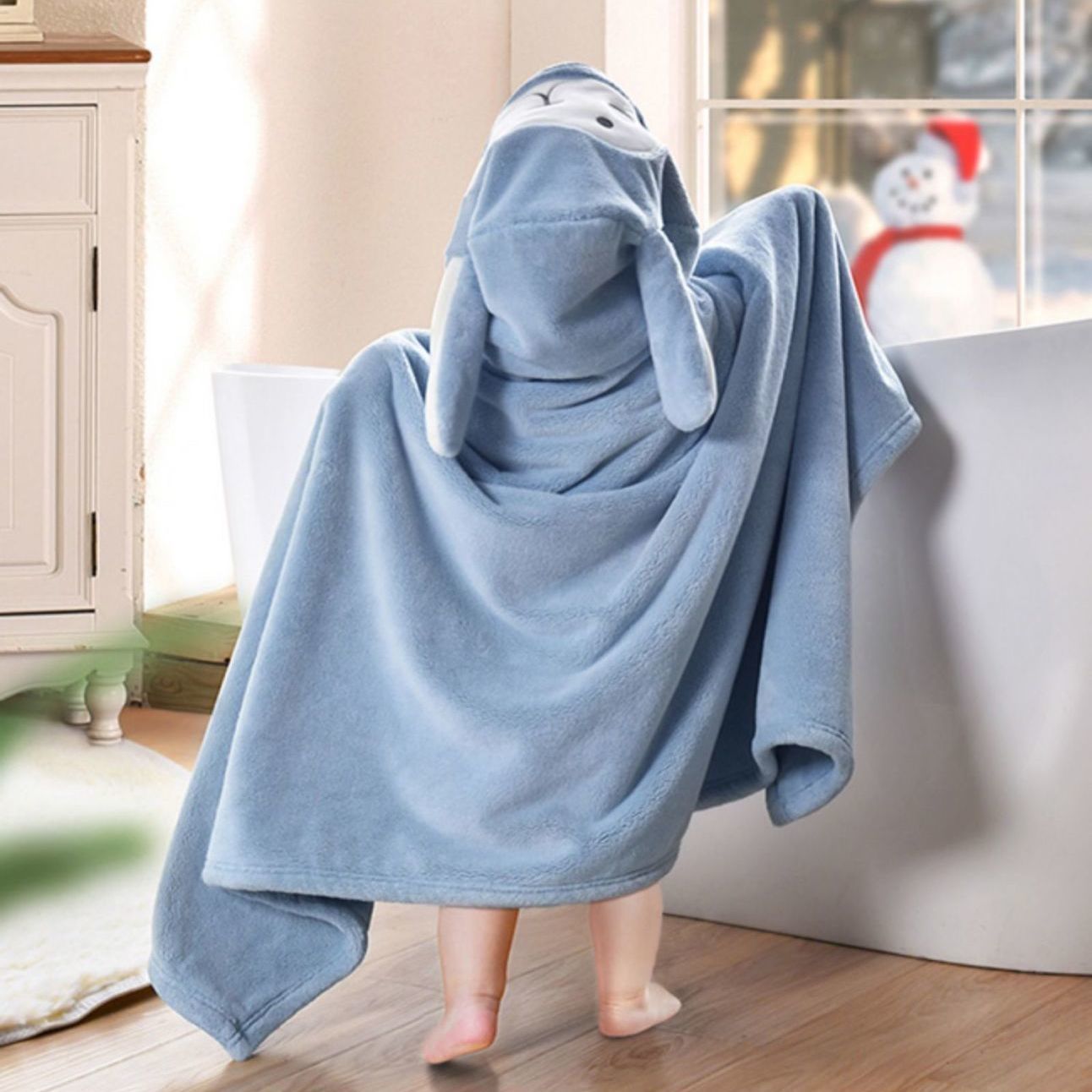 兒童浴巾裹巾帶帽鬭篷新生嬰兒寶寶家用大浴袍可穿式洗澡男孩初生