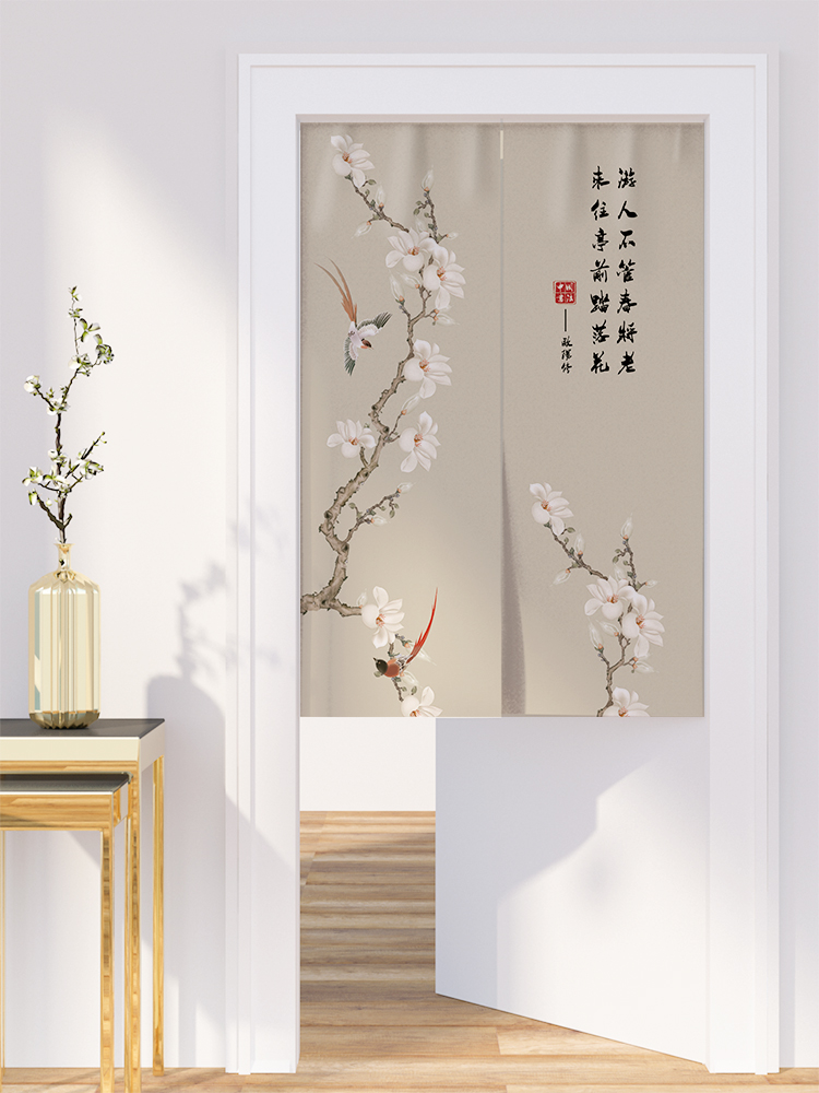 新中式風格布藝門簾用於臥室書房廚房等空間的半截簾風格門簾