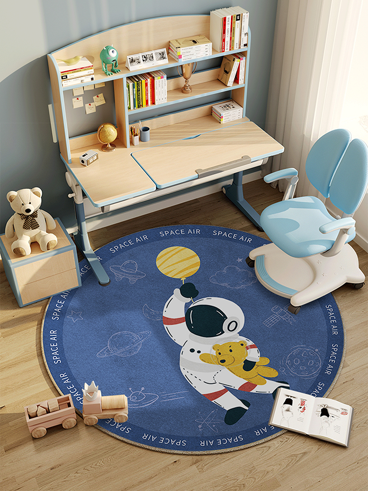 學習椅子防磨地墊兒童房閲讀區家用臥室電腦椅防滑書桌下圓形地毯