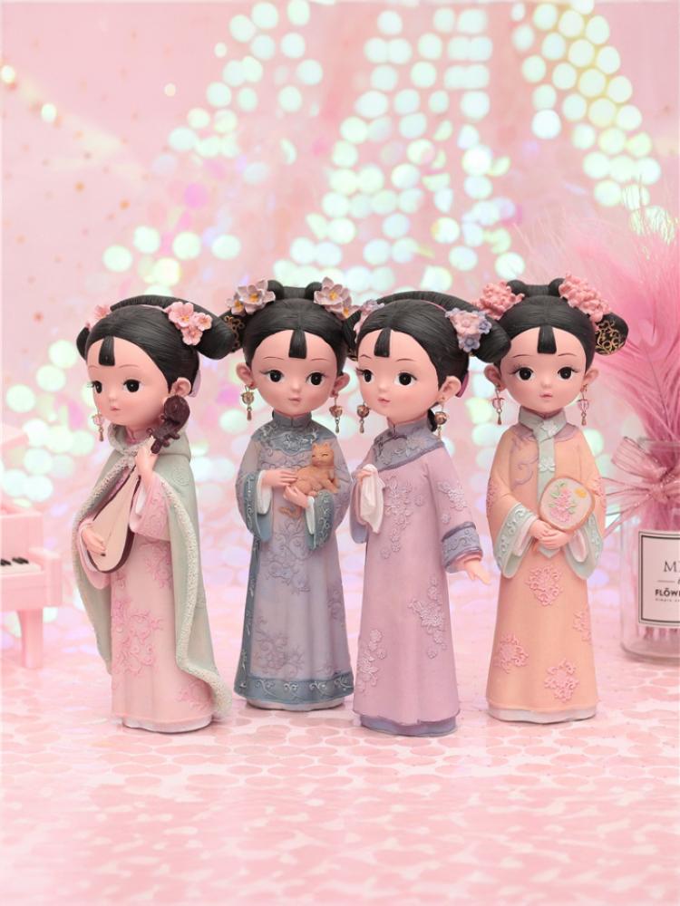 古風宮廷風女生日禮物中式合成樹脂擺件裝飾品玩偶擺飾 (7.4折)