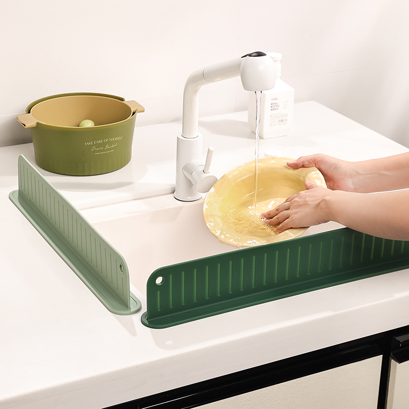 簡約風水槽擋水板免安裝 廚房洗碗池隔水板防水條 硅膠厚 (8.3折)