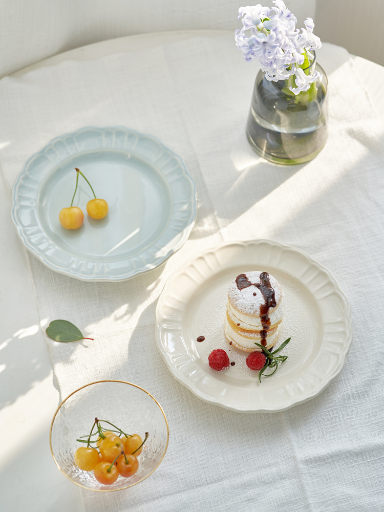 法式復古甜品蛋糕盤 瓷質圓形北歐風格餐盤