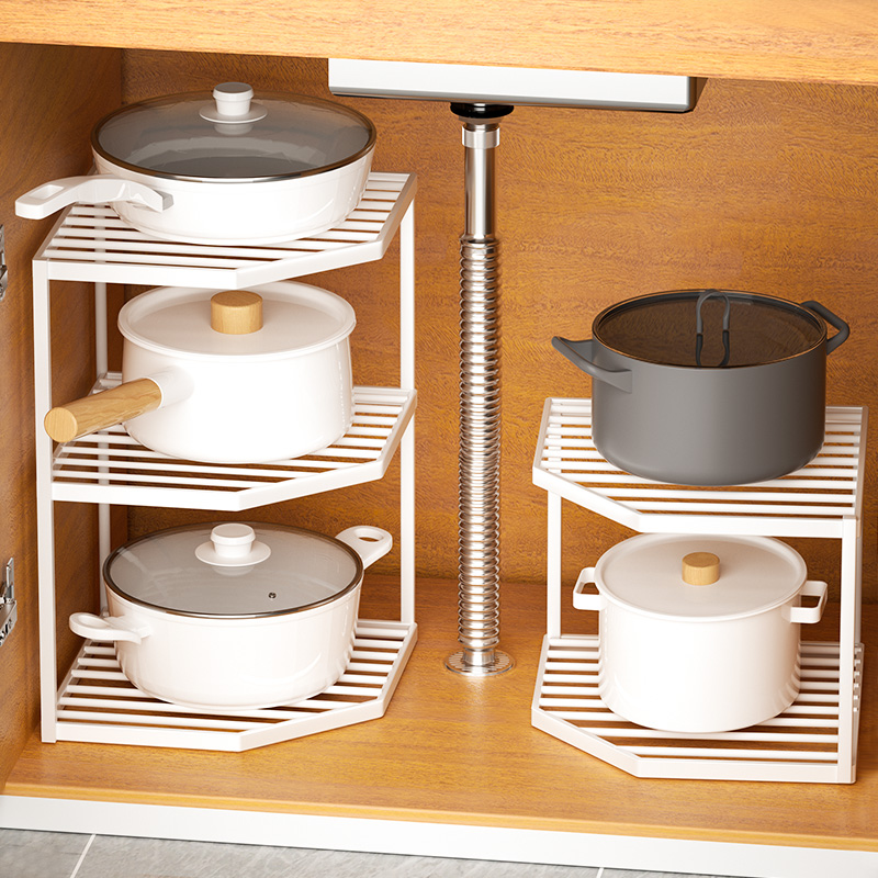 日式風金屬鍋架免打孔安裝收納鍋具好幫手廚房收納神器層數多樣選擇