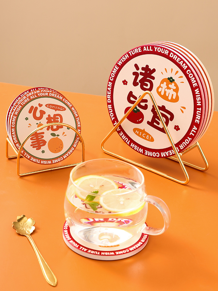吉吉虎陶瓷隔熱餐墊 超可愛中式風餐墊4個裝含收納架 (5.6折)