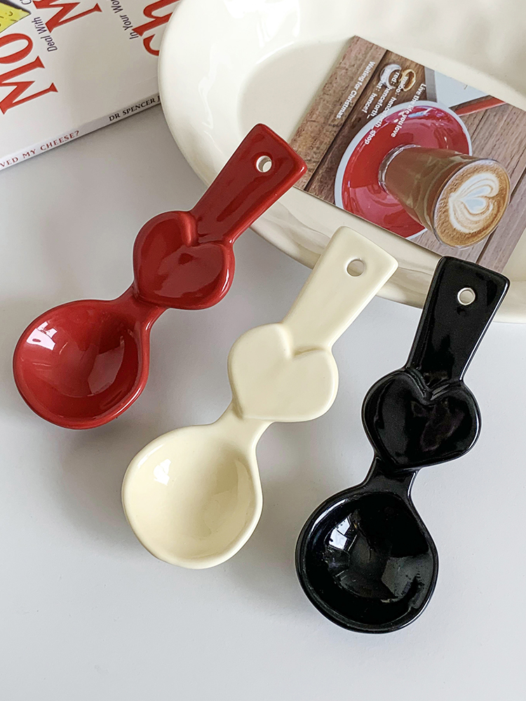 創意陶瓷飯勺 兒童飯勺 愛心造型 甜品勺 家用咖啡勺