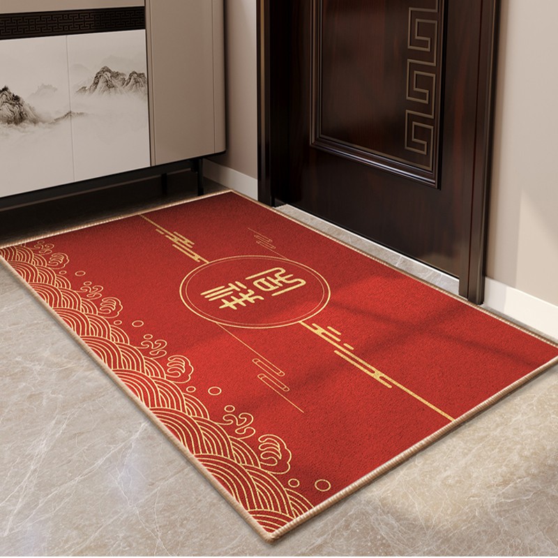 時尚地毯 新中式紅色玄關地墊 進門門口踩腳墊 搬家入戶門墊
